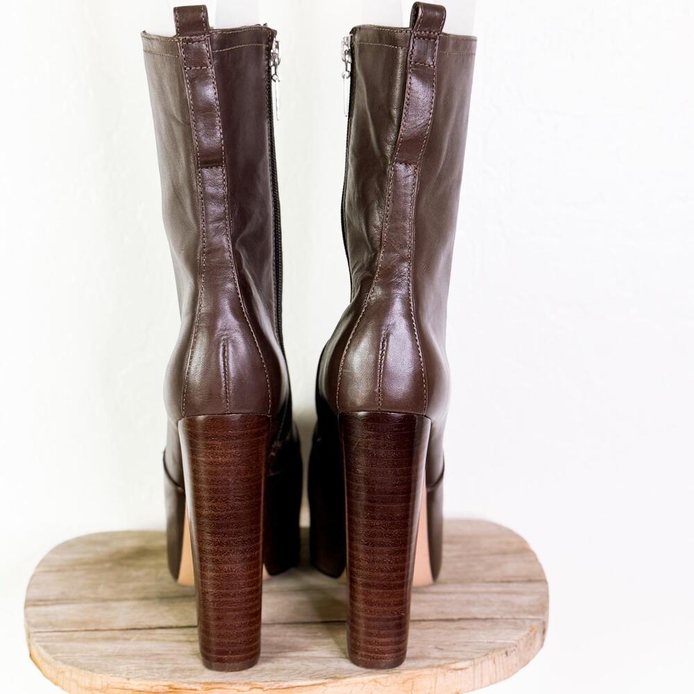 Schutz Aberdeen 70s Y2K Chocolate Brown Block High Heels Platform Boots 6.5 NWT - Picture 8 of 12